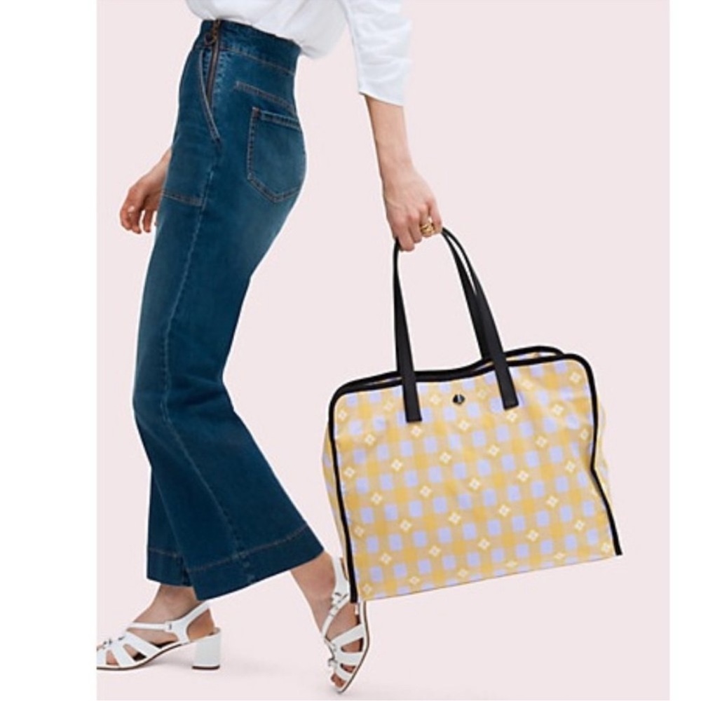 Kate Spade Morley gingham tote in yellow & lilac NEW NWT large tote - Picture 16 of 16